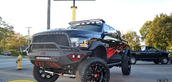 Black and red truck